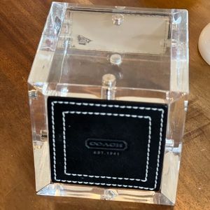 Vintage Coach Cube Magnetic Picture Frame Acrylic and Leather